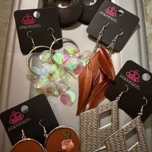 Paparazzi Earrings Set - Brown, Silver, Pink, black, gray. 5 pair NWT
